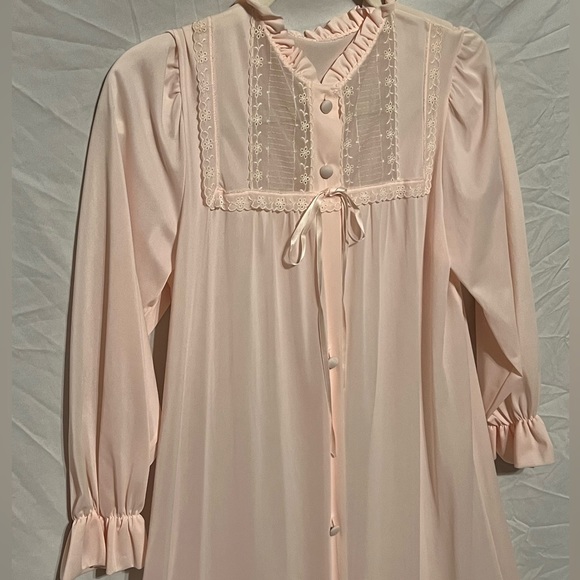XS Vintage LORRAINE 1950s Pale Pink Robe Dressing House Gown - Picture 3 of 12